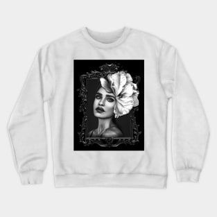 White flower Ladies Fine Art HomeDecor Wall Art Digital Prints Artwork Illustration Fine Crewneck Sweatshirt